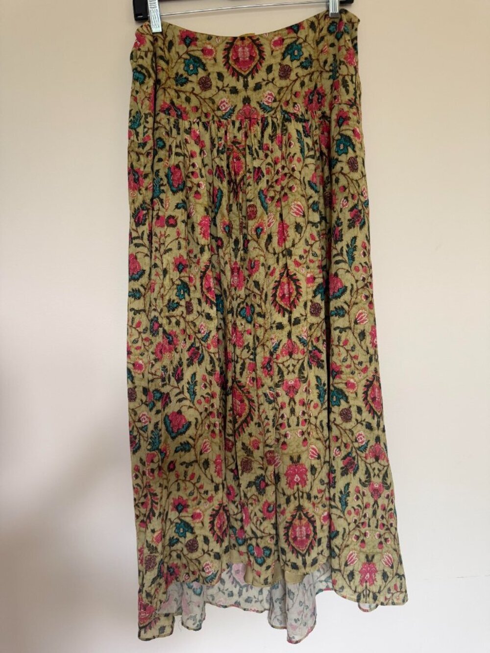 Peruvian Connection Jaipur Floral Maxi-Skirt Boho Chic Cottagecore Green - 10 - Picture 2 of 9